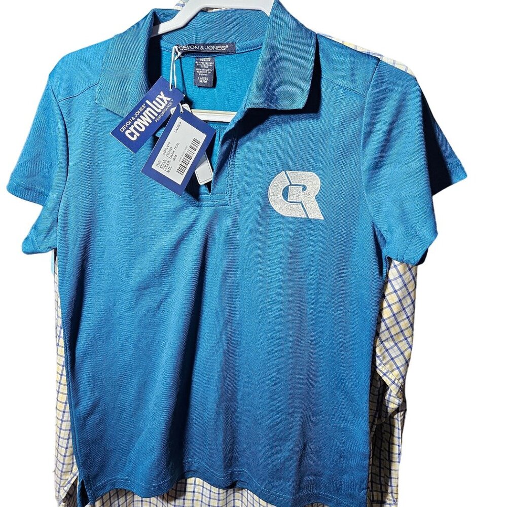 Devon & Jones Crownlux Ladies Polo Shirt M Blue Polyester & Cotton